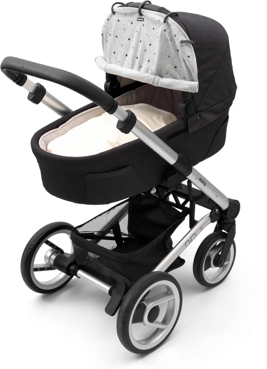 Dooky Universal Cover Zonnescherm Kinderwagen - Light Grey Crowns - Afbeelding 12