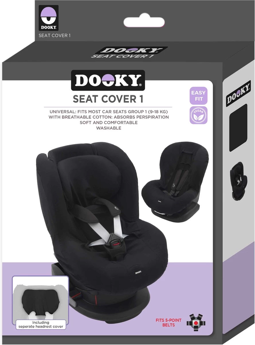 Dooky Seat Cover Groep 1 Autostoel Hoes Black Uni - Afbeelding 4