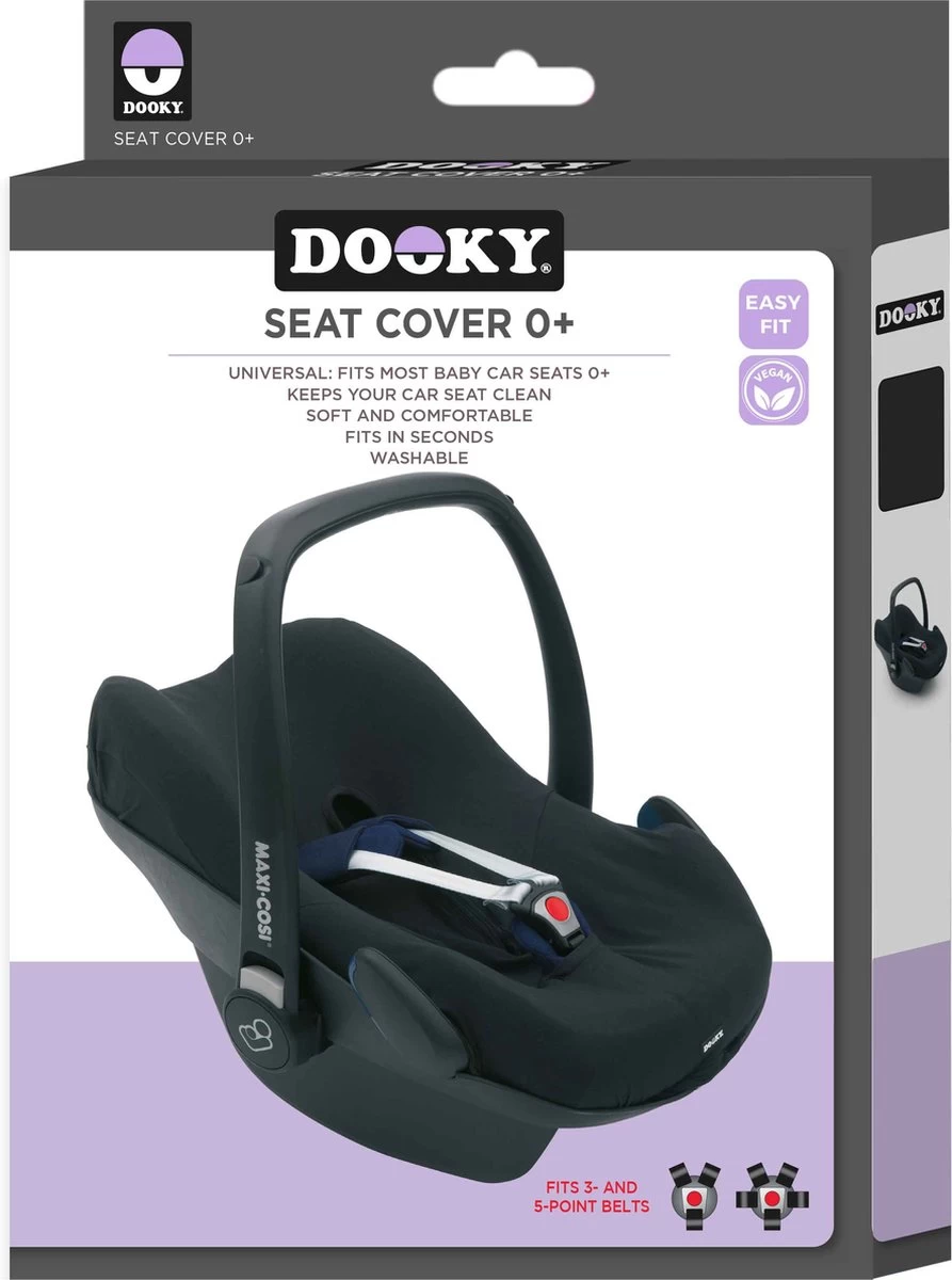 Dooky Seat Cover 0+ Autostoel Hoes Zwart Uni - Afbeelding 4