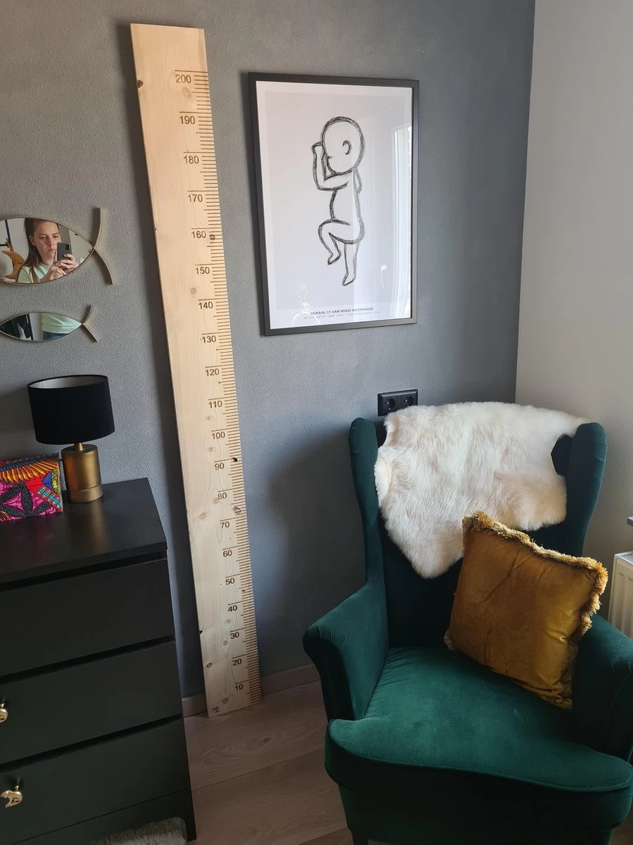Groeimeter 200cm Hout Transparant | Steigerhout | Familiecadeau Van Het Jaar | Kinderkamer | Kraamcadeau | Verjaardagscadeau | Babykamer | Babyshower | Kindermeetlat | Wanddecoratie | Huwelijkscadeau | - Afbeelding 2