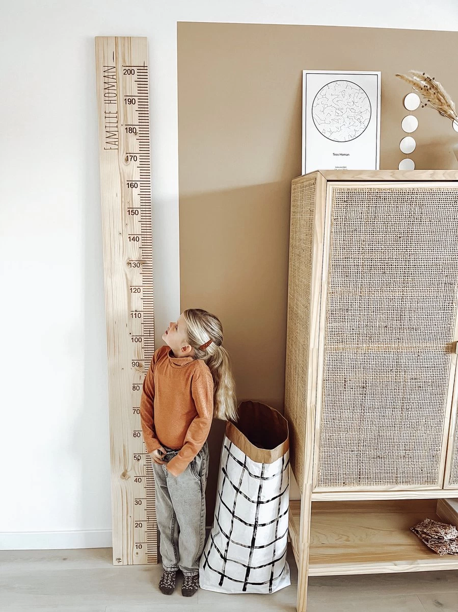 Groeimeter 200cm Hout Transparant | Steigerhout | Familiecadeau Van Het Jaar | Kinderkamer | Kraamcadeau | Verjaardagscadeau | Babykamer | Babyshower | Kindermeetlat | Wanddecoratie | Huwelijkscadeau | - Afbeelding 5