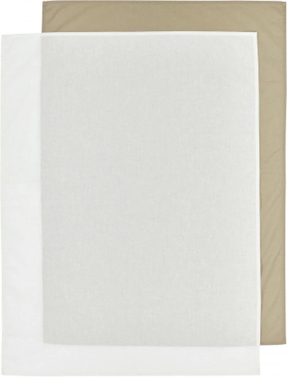 Meyco Uni Wieglaken - 2-pack - Taupe/offwhite - 75x100cm - Afbeelding 3
