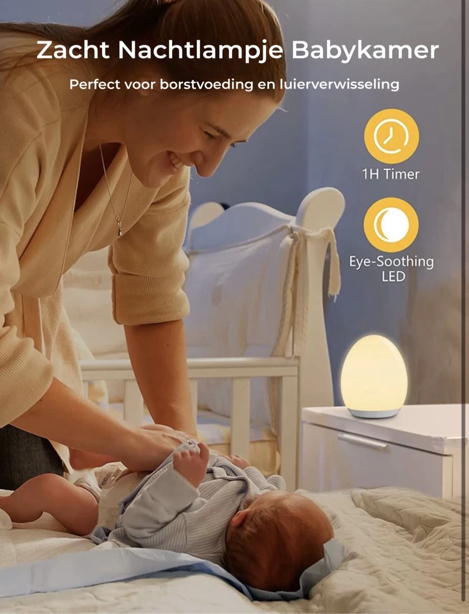 Merkloos Signity Oplaadbaar Nachtlampje Voor Kinderen - Warm Wit - Nachtlampje Baby - Dimbaar En Draadloos - Timer- En Geheugenfunctie - USB Oplaadbaar Nachtlampje Volwassenen - Afbeelding 11