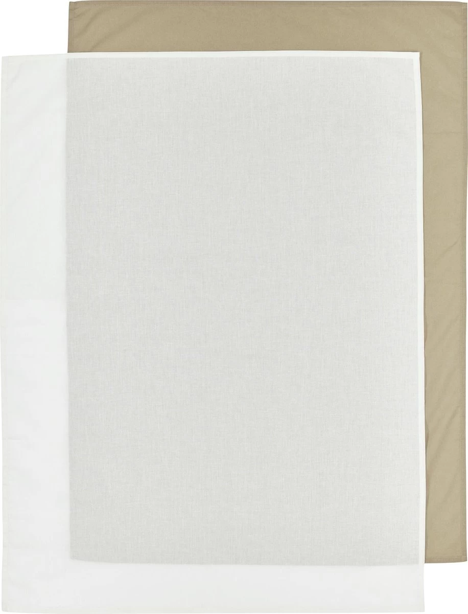 Meyco Uni Ledikant Laken - 2-pack - Taupe/offwhite - 100x150cm