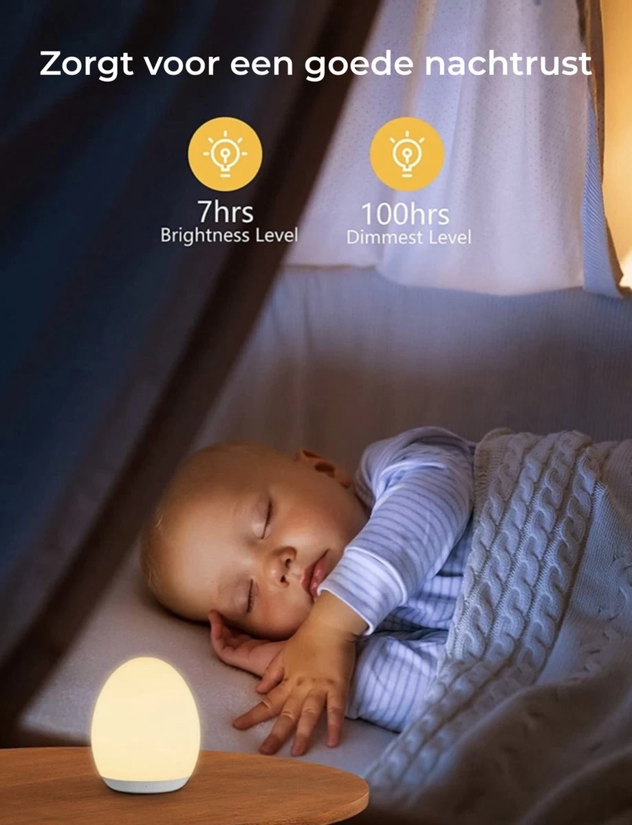 Merkloos Signity Oplaadbaar Nachtlampje Voor Kinderen - Warm Wit - Nachtlampje Baby - Dimbaar En Draadloos - Timer- En Geheugenfunctie - USB Oplaadbaar Nachtlampje Volwassenen - Afbeelding 6