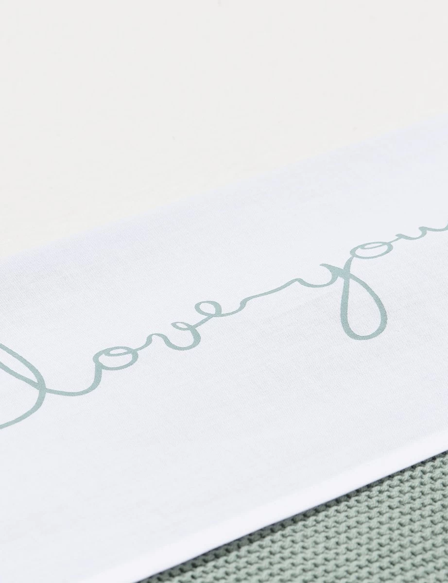 Jollein Baby Laken Wieg 75x100cm Love You - Stone Green - Afbeelding 5