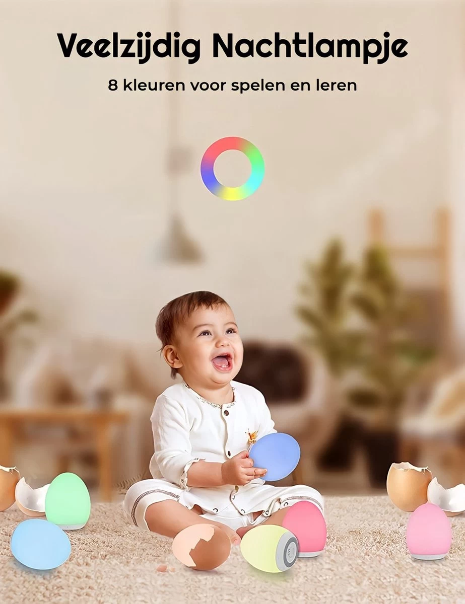 Merkloos Signity Oplaadbaar Nachtlampje Voor Kinderen - Warm Wit - Nachtlampje Baby - Dimbaar En Draadloos - Timer- En Geheugenfunctie - USB Oplaadbaar Nachtlampje Volwassenen - Afbeelding 4