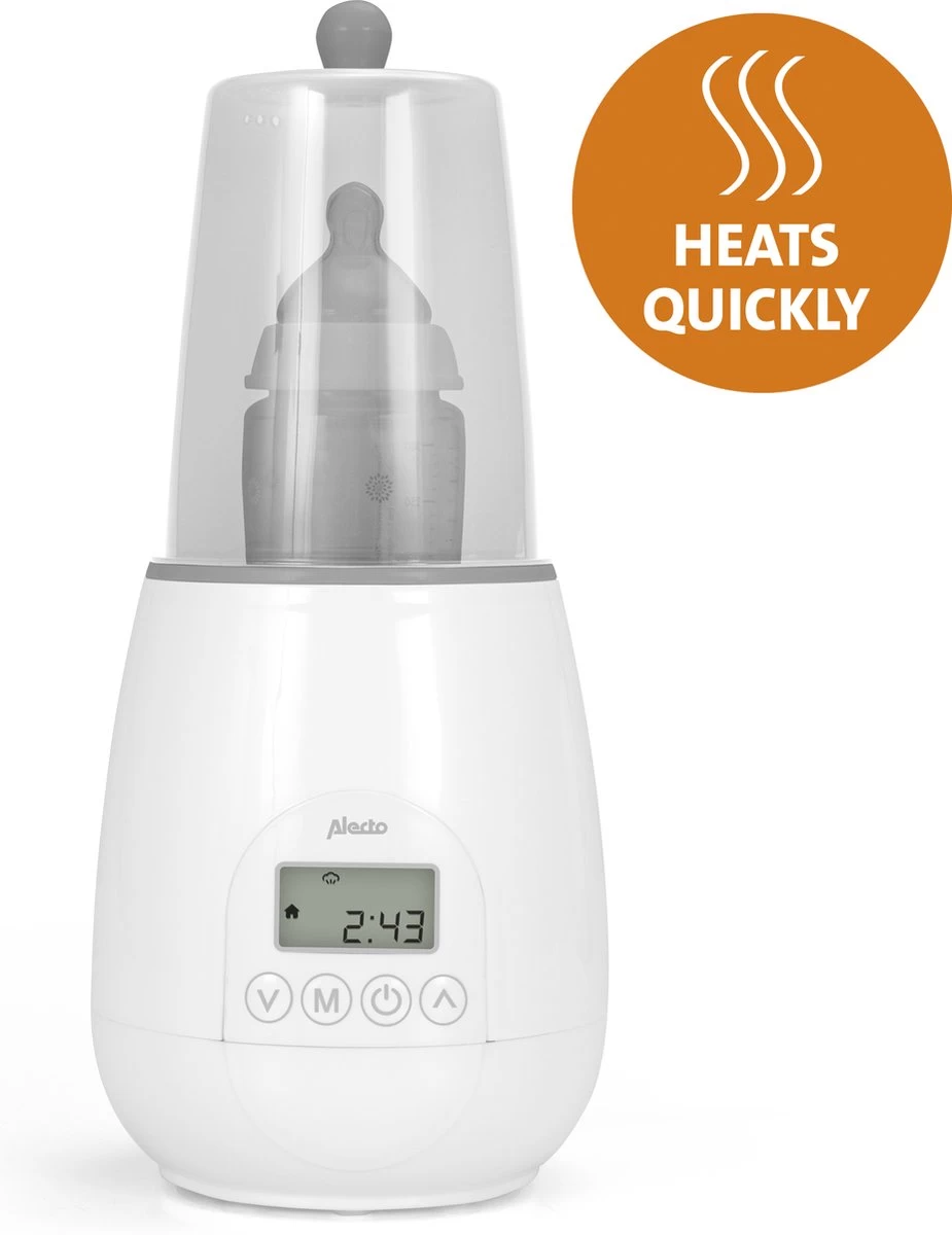 Alecto BW-700 - Snelle Digitale Flessenwarmer 500W Voor Opwarmen, Steriliseren En Ontdooien - Inclusief Stoomkap - Bediening Via Display - Wit - Afbeelding 2