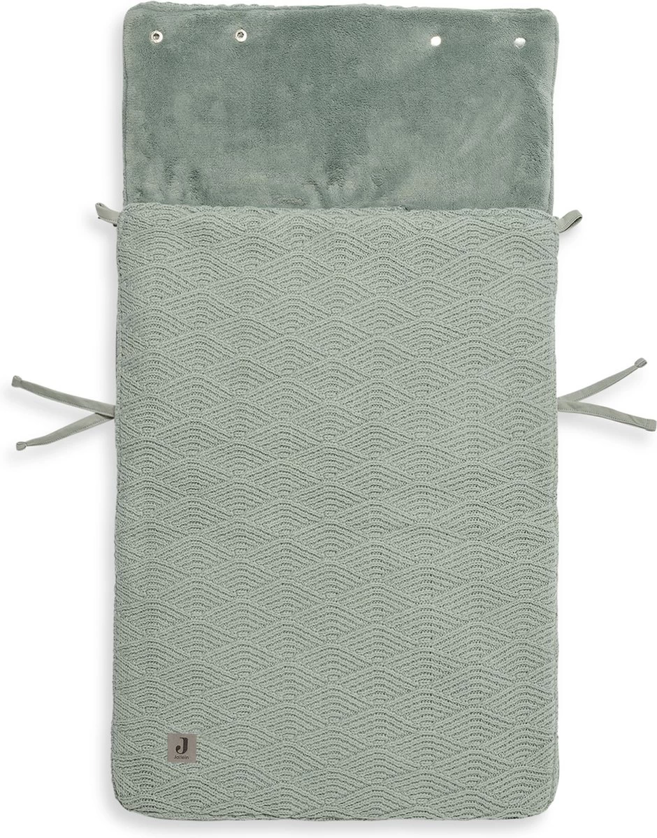 Jollein Voetenzak Voor Autostoel & Kinderwagen - River Knit - Ash Green - Afbeelding 4