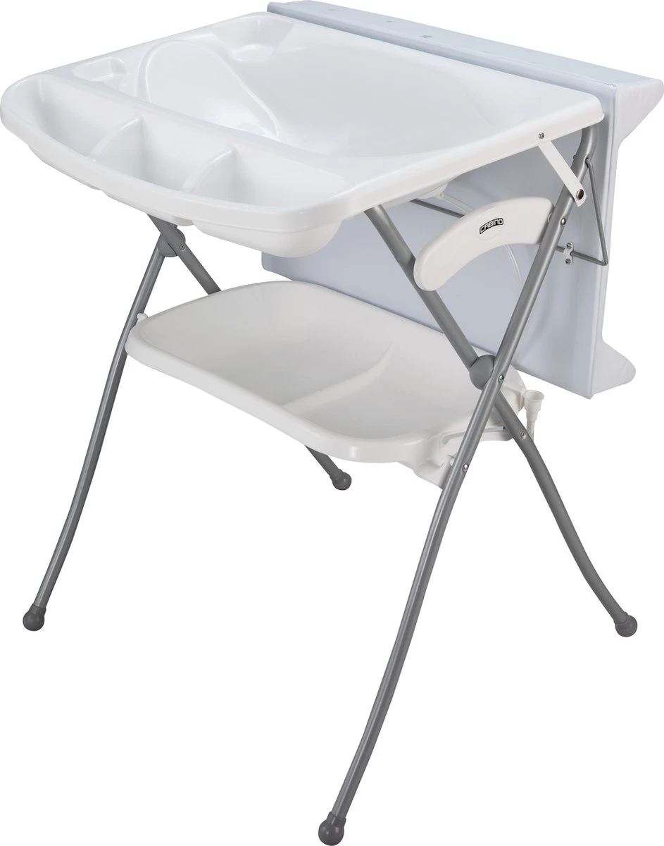 Cabino Inklapbare Verzorgingstafel / Luiertafel Wolkjes Met Bad & Verschoonkussen Wit/Grijs - Afbeelding 2