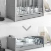 Petite Amélie ® Ledikant - Babybed Met Matras Grijs 70x140 Cm - Meegroeibed 0 - 6 Jaar - Groeit Met Je Kind Mee