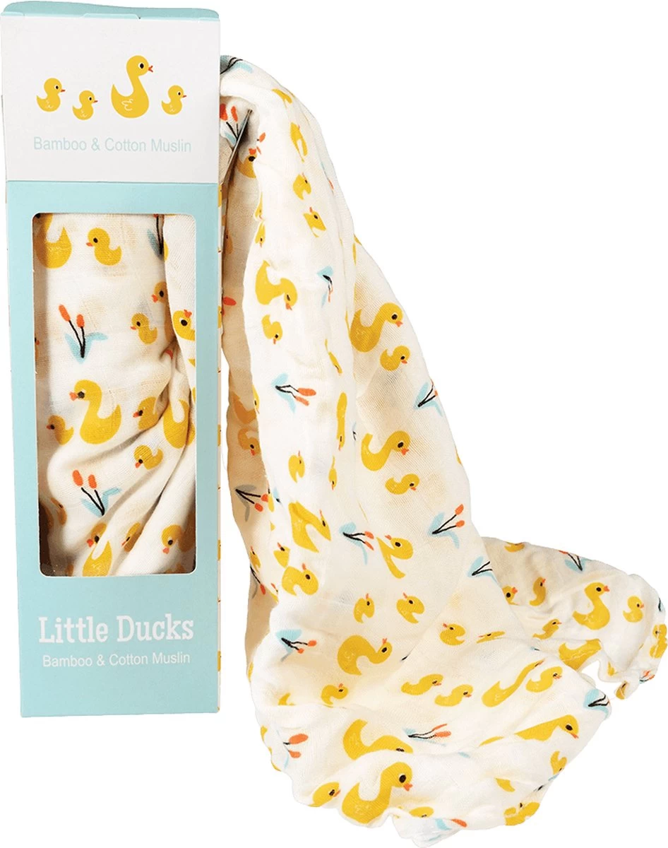 Swaddle Eendjes XL Hydrofiele Doek 120x120 Cm Bamboe/katoen - Afbeelding 2