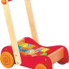Lelin Toys - Duw En Loopwagen Met 30 Gekleurde Blokken