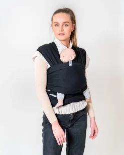 ByKay - Draagdoek - Rekbaar - Black - Maat M - Organic Katoen - Stretchy Wrap Deluxe - 3 Jaar - Buik - Heup