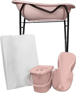 MamaLoes Licht Roze Badset Incl. Zwarte Badstandaard
