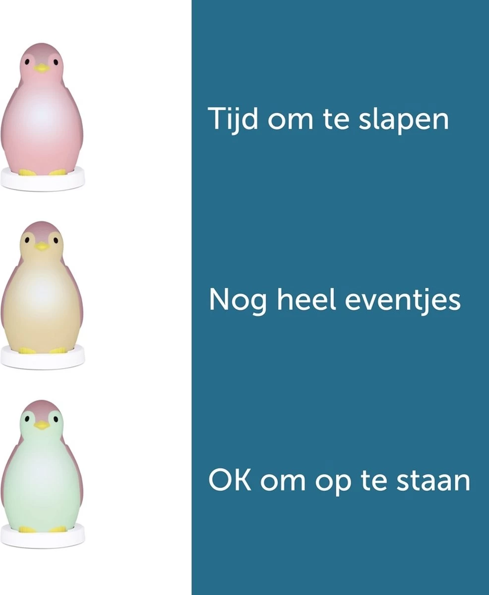 Zazu Pam Slaaptrainer - Pinguin - Met Bluetooth Speaker En Nachtlamp Functie - Roze - Afbeelding 3