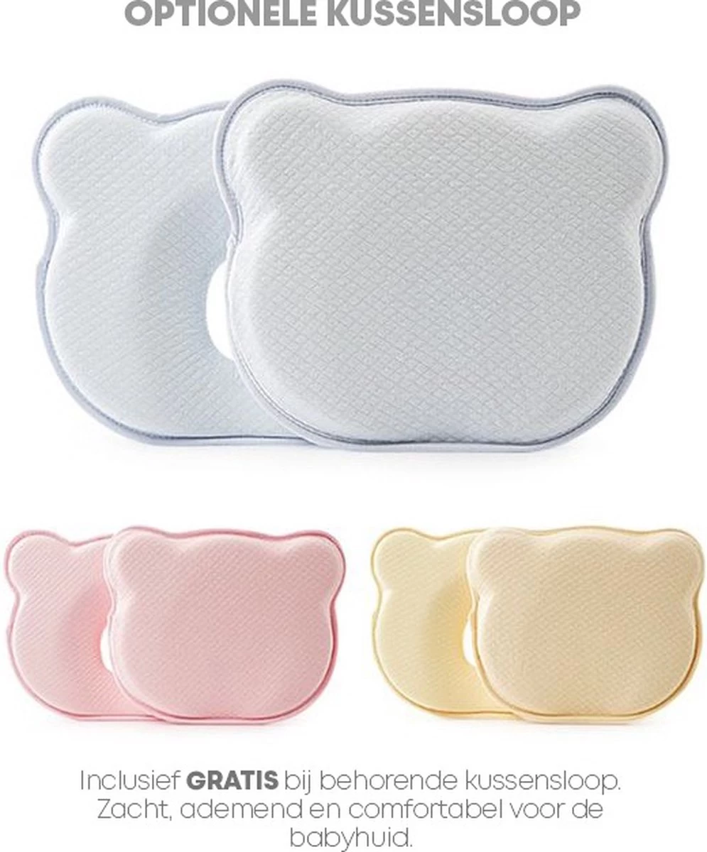Orthopedisch Baby Hoofdkussen - Babykussen - Incl. GRATIS Afneembare Hoes - Blauw - Afbeelding 2